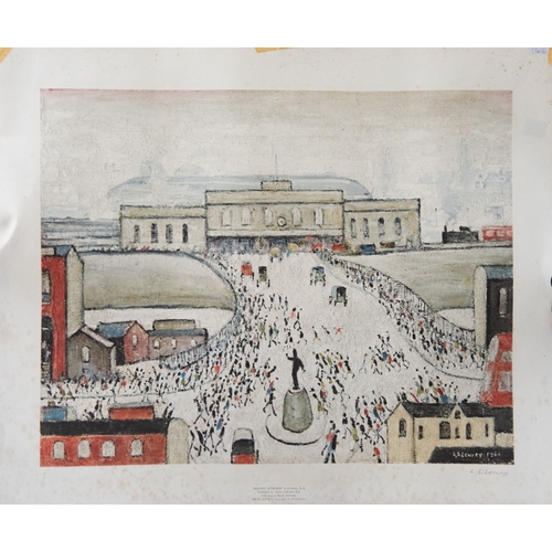 148 - LS LOWRY (1887 - 1976) ARTIST SIGNED COLOUR PRINT, AN EDITION OF 850 Station Approach Guild stamped ... 