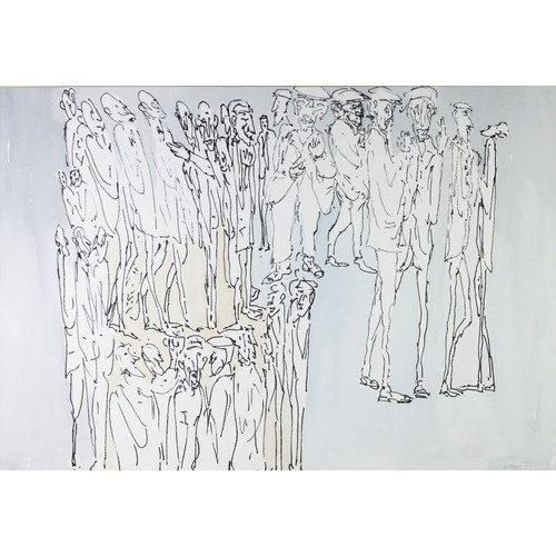 150 - JOHN THOMPSON (1924 - 2011) MIXED MEDIA Group Series No 102 Signed, labelled verso 20 1/2in x 29 1/2... 