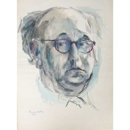 164 - EMMANUEL LEVY (1900 - 1986) WATERCOLOUR DRAWING Portrait of a man wearing glasses Signed and dated 9... 