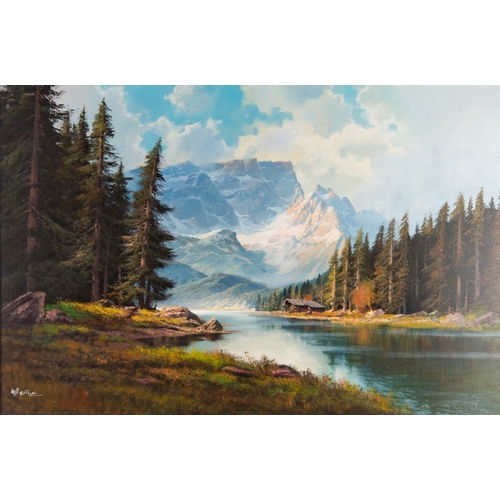 173 - WOLFGANG HEINZ (1930-2014)OIL ON CANVAS Dolomites Signed 24” x 36” (61cm x 91.4cm)... 