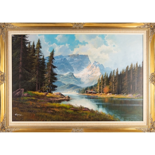173 - WOLFGANG HEINZ (1930-2014)OIL ON CANVAS Dolomites Signed 24” x 36” (61cm x 91.4cm)... 