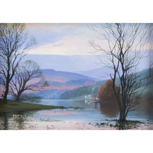 174 - F R TUCKER (TWENTIETH CENTURY) OIL ON CANVAS ‘Rydalwater’ Signed, titled verso5 ¼” x 7 ¼” (13.3cm x ... 