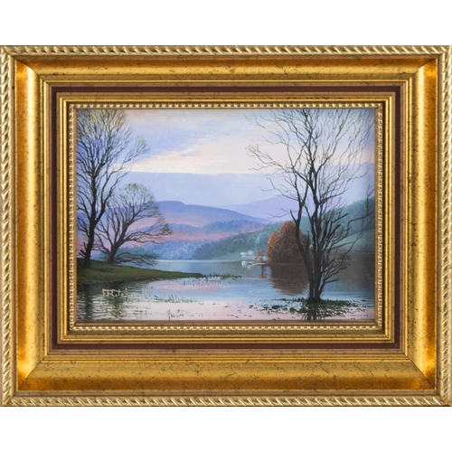 174 - F R TUCKER (TWENTIETH CENTURY) OIL ON CANVAS ‘Rydalwater’ Signed, titled verso5 ¼” x 7 ¼” (13.3cm x ... 