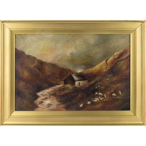 177 - BRITISH SCHOOL (Late Nineteenth/Early Twentieth Century)OIL PAINTING ON CANVASUpland river landscape... 