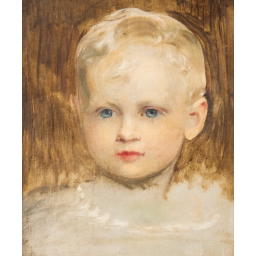 176 - 19th CENTURY ENGLISH SCHOOL OIL PAINTING ON CANVAS Portrait of a young child Unsigned 11 1/2in x 9 1... 