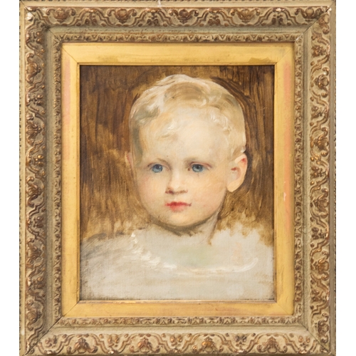 176 - 19th CENTURY ENGLISH SCHOOL OIL PAINTING ON CANVAS Portrait of a young child Unsigned 11 1/2in x 9 1... 