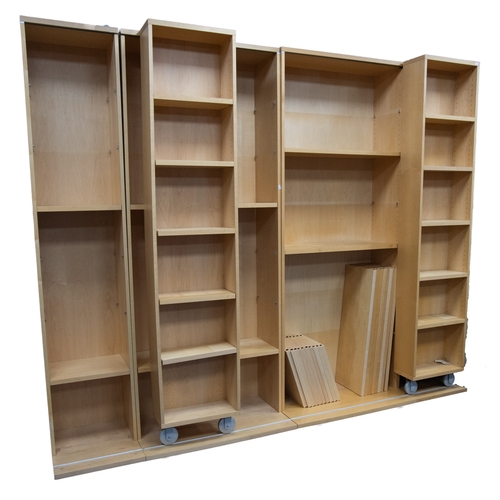 127 - VINCENT MARTINEZ FOR PUNT MOBLES 1985, IMPRESSIVE PAIR OF ‘LITERATURA CLASSIC OPEN BOOKCASES IN BLON... 