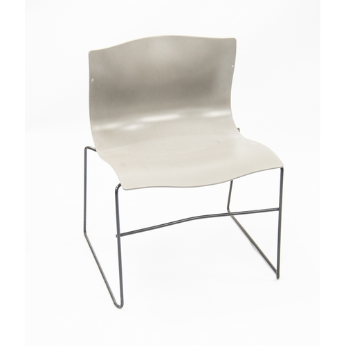 123 - MASSIMO VIGNELLI DESIGNS FOR KNOLL STUDIO 1985, SET OF SIX GREY ‘HANDKERCHIEF’ STACKING CHAIRS, each... 