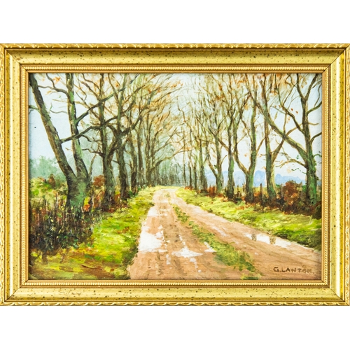 180 - G LAWTON OIL PAINTING ON BOARD 'Wood Lane, Conwy' Signed lower right, titled and dated 18-7-(19)'95 ... 