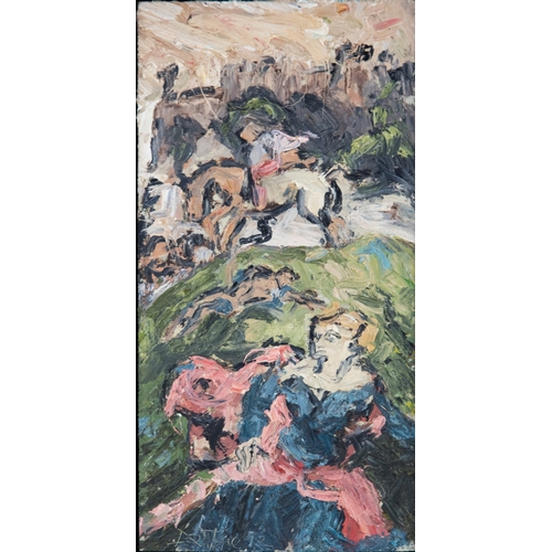 146 - BARRY DE MORE (1948-2023) TWO IMPASTO OILS ON BOARD‘St George and the Dragon, (after Titian), 2012 1... 