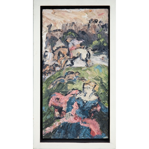 146 - BARRY DE MORE (1948-2023) TWO IMPASTO OILS ON BOARD‘St George and the Dragon, (after Titian), 2012 1... 