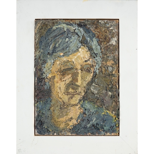 144 - BARRY DE MORE (1948-2023)IMPASTO OIL ON BOARD ‘Head of Chris on Grey’, 2016 Signed, titled and dated... 