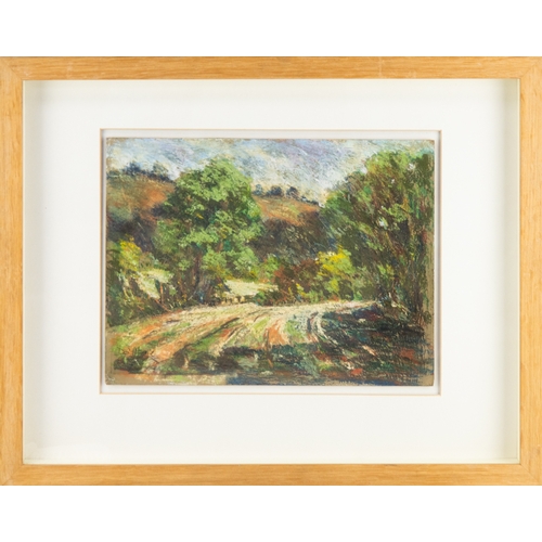 142 - BARRY DE MORE (1948-2023) PASTEL ON HARDBOARD ‘Matlock, Derbyshire Landscape’, 1999 Signed and title... 