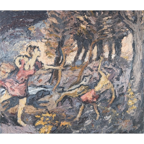 140 - BARRY DE MORE (1948-2023) IMPASTO OIL ON CANVAS LAID ON BOARD‘Death of Actaeon, (after Titian)’ Sign... 