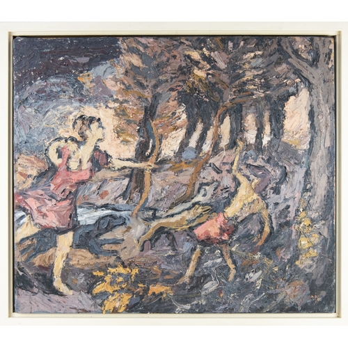 140 - BARRY DE MORE (1948-2023) IMPASTO OIL ON CANVAS LAID ON BOARD‘Death of Actaeon, (after Titian)’ Sign... 