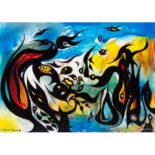 156 - DAVID WILDE (1918-1974) TWO ACRYLICS ON BOARD‘Alien Landscape’ 10 ¼” x 11” (26cm x 28cm)‘Seaweed Abe... 