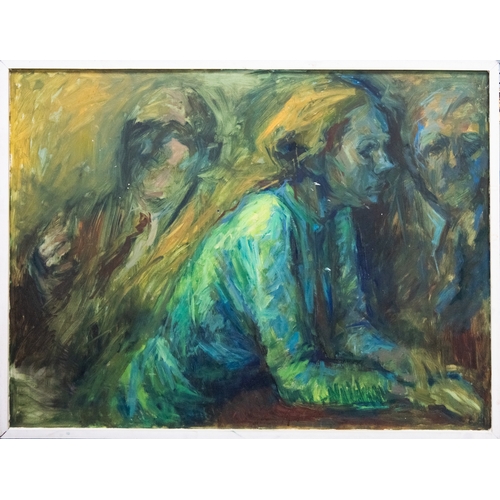 138 - ELIZABETH WOOD (b.1930)OIL PAINTING ON BOARDFigures at a Public House barUnsigned35