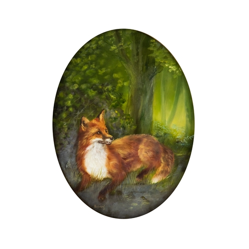 172 - JOHN HASSALL (1944-2020)SET OF FIVE OVAL OILS ON CANVAS BRITISH WILDLIFE:Fox, Stag, Squirrels, Badge... 