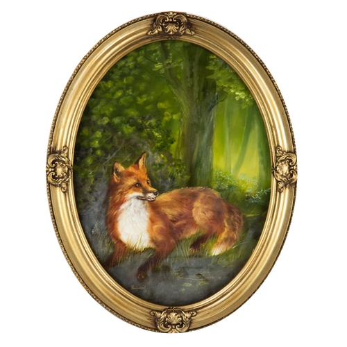 172 - JOHN HASSALL (1944-2020)SET OF FIVE OVAL OILS ON CANVAS BRITISH WILDLIFE:Fox, Stag, Squirrels, Badge... 