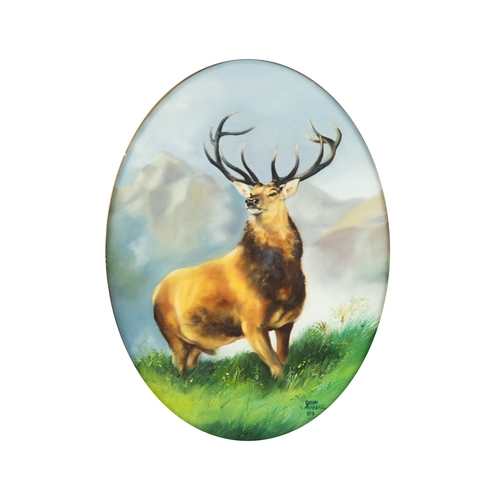 172 - JOHN HASSALL (1944-2020)SET OF FIVE OVAL OILS ON CANVAS BRITISH WILDLIFE:Fox, Stag, Squirrels, Badge... 