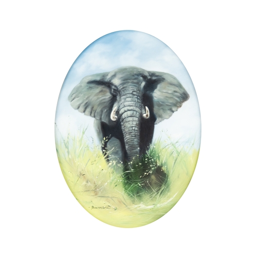 171 - JOHN HASSALL (1944-2020) SET OF THREE OVAL OILS ON CANVAS AFRICAN WILD ANIMALS: Lion, Tiger and Bull... 