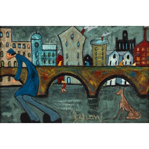 139 - ALBERT BARLOW (1944) OIL ON BOARD‘Where’s He Going Now, I Wanna Go Home’ Signed and titled verso 7 ½... 