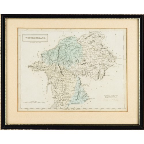 129 - W H TOMS after T BADESLADE COPPER-PLATE ENGRAVED HAND COLOURED MAP of WESTMORLAND, published 1742, 5... 