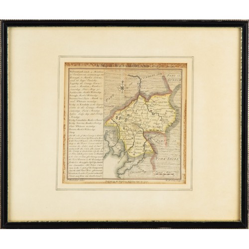 129 - W H TOMS after T BADESLADE COPPER-PLATE ENGRAVED HAND COLOURED MAP of WESTMORLAND, published 1742, 5... 