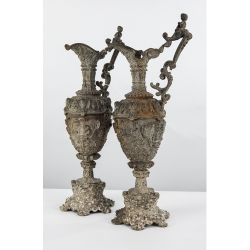 51 - EARLY TWENTIETH CENTURY CAST BRASS TWO HANDLED PEDESTAL DISH, with lion mask captive ring handles, m... 