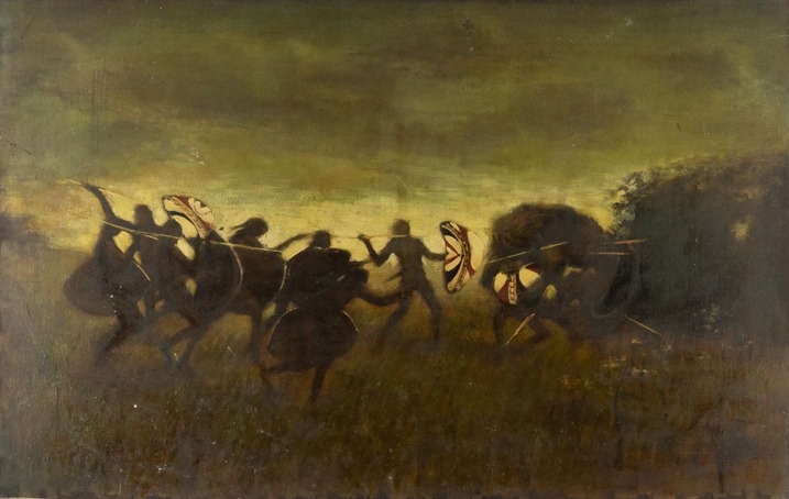 JOHNNY GOODWIN (1948)OIL PAINTING ON ARTISTS BOARD African native ...