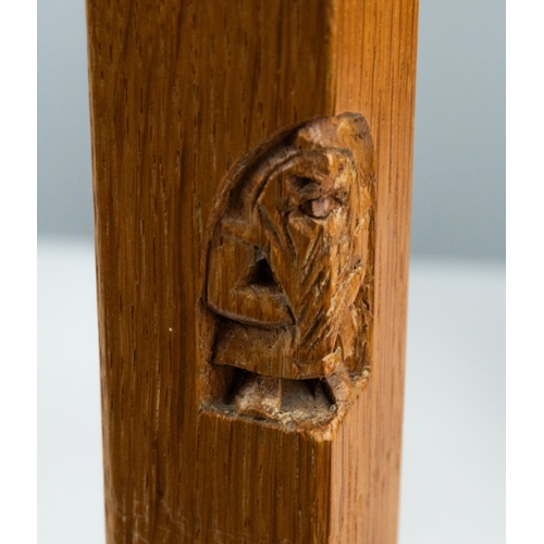 60 - A THOMAS WHITTAKER 'GNOMEMAN' LIGHT OAK RECTANGULAR STOOL/SEWING BOX with box seat, the removable hi... 