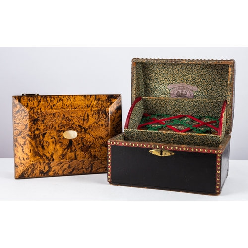 13 - NINETEENTH CENTURY ANGLO INDIAN SANDALWOOD AND INLAID BOX WITH BRAMAH LOCK, of typical form, the int... 