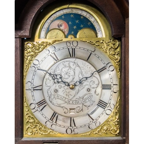 7 - LATE EIGHTEENTH CENTURY OAK AND MAHOGANY CROSSBANDED LONGCASE CLOCK WITH ROLLING MOON PHASE, SIGNED ... 