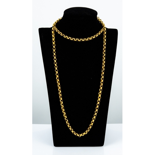 126 - ANTIQUE 18ct GOLD CHAIN NECKLACE with basket moulded belcher links, the handmade clasp diaper emboss... 
