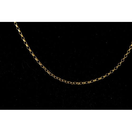 36 - 9ct GOLD FINE CHAIN NECKLACE with trigger clasp, 15 ½” long (39.5cm), 1.8gms...