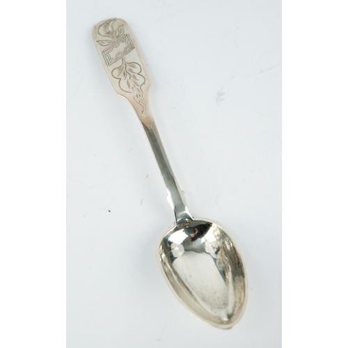 174 - SET OF NINE FOREIGN SILVER COLOURED METAL FIDDLE PATTERN TEASPOONS, and TWO OTHERS, SIMILAR, with en... 