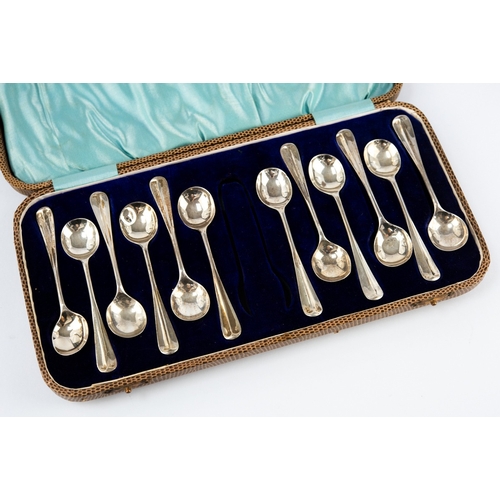 178 - GEORGE V CASED SET OF TWELVE SILVER COFFEE SPOONS, Sheffield 1928, 2.55ozt, the case fitted for the ... 