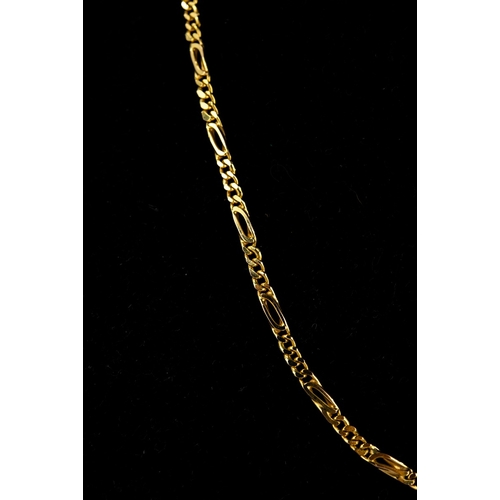 34 - 9ct GOLD CHAIN NECKLACE with alternate plain long links and sections with four curb links, trigger c...