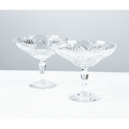 92 - PAIR OF CUT GLASS PEDESTAL SWEET MEAT DISHES, unmarked, 5 ¼” (13.3cm) high, (2)