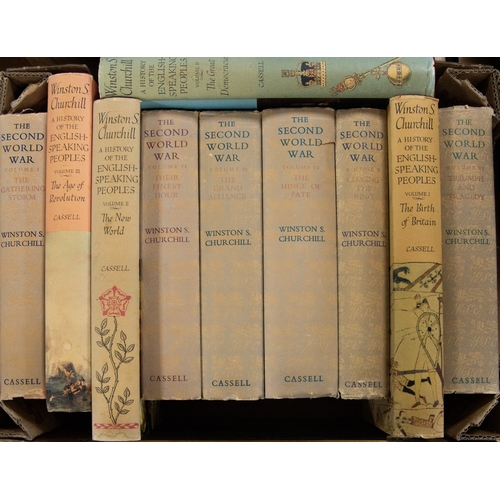 30 - Winston S Churchill - The Second World War, pub Cassell, 6 vol, 1st ed 1948/49/50/51/52/54, dj uncli... 