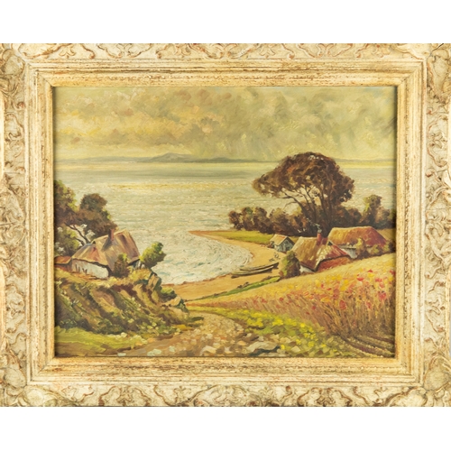 171 - POSSIBLY ARTHUR SYDNEY HAYNES (NINETEENTH/ TWENTIETH CENTURY) OIL ON BOARD Coastal cove with houses ... 