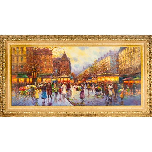 174 - EMILIO PAYES CARRANZA (1935) OIL PAINTING ON CANVAS Parisian street scene Signed lower right 23” x 5... 