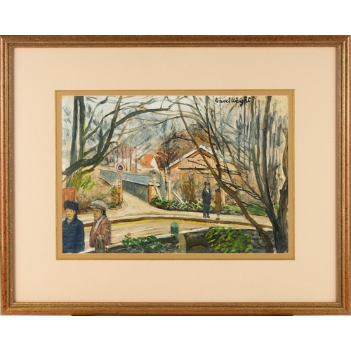 196 - CAREL WEIGHT (1908-1997) OIL ON PAPER Street scene with figures Signed 9 ½” x 13 ½” (24.1cm x 34.3cm... 