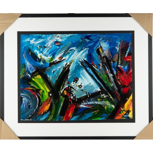 198 - DAVID WILDE (1913-1978) ACRYLIC 'Storm o' Falmouth' Signed lower right 18½