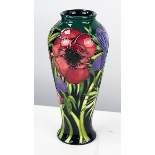 128 - MODERN MOORCROFT ANEMONE TRIBUTE PATTERN TUBE LINED POTTERY VASE, of ovoid form, decorated in tones ... 