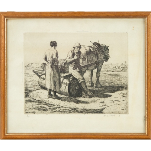 168 - CHARLES FREDERICK TUNNICLIFFE ARTIST SIGNED LIMITED EDITION ETCHINGThe Seed Roller (5/55) 7” x 9” (1... 