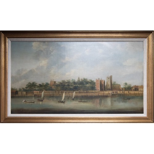 166C - JAMES SILLETT (1764-1840) OIL ON RELINED CANVAS View of Lambeth Palace from the riverUnsigned, attri... 