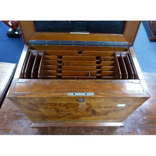 8 - LLOYD, PAYNE & AMIEL, MANCHESTER, GOOD QUALITY VICTORIAN FIGURED WALNUT PORTABLE STATIONERY/ WRI... 