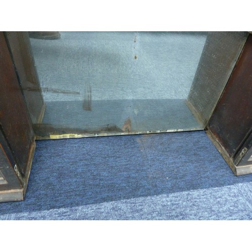 10 - LATE VICTORIAN CHEMIST SHOP DISPLAY CASE, the recessed arched top mirror inset section enamelled and... 