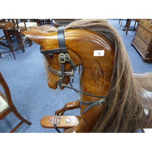 12 - MODERN ROCKING HORSE SUPPLIED BY HERITAGE HORSES, MORTON, DERBYSHIRE 1998, with horse hair mane and ... 
